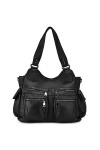 BAIGIO Sac à Main pour Femme en Cuir Souple lavé avec Multi-Poches Sac à bandouliere élégant et spacieux Sac portés Main Four