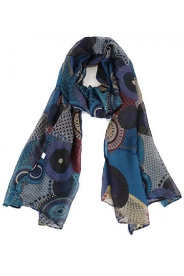 Van Der Rich ® - Foulards Écharpe Dessin Fleurs dimension: 180cm*80cm - Femme 29-Canard, TU 