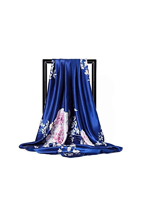 FAIRYGATE Foulard Femme Bandeau Soie Ressentir Bandanas Cheveux Chale Foulards Etole Echarpe-Grand carre Satin 90x90cm 75007
