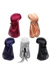 Durag 5 Pcs - Durags en Soie Pour Hommes Femmes, Casquette Soyeuse 360 Degrés Wave Bandana Pirate, Satin Durag Cap Head Banda