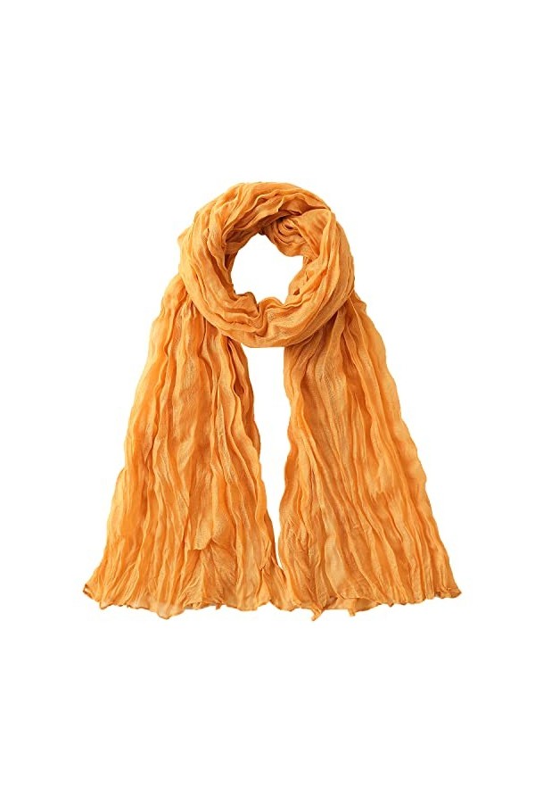 Longwu Foulards en Lin de Coton pour Femmes Lady Light Soft Fashion Solid Écharpe Wrap Châle Musulman Gaze Foulard Plage Prot