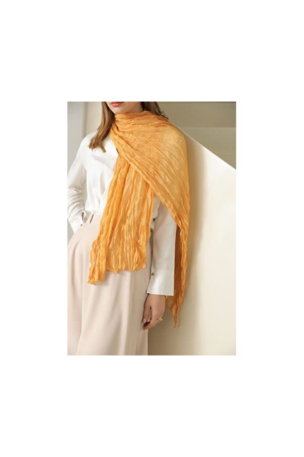 Longwu Foulards en Lin de Coton pour Femmes Lady Light Soft Fashion Solid Écharpe Wrap Châle Musulman Gaze Foulard Plage Prot