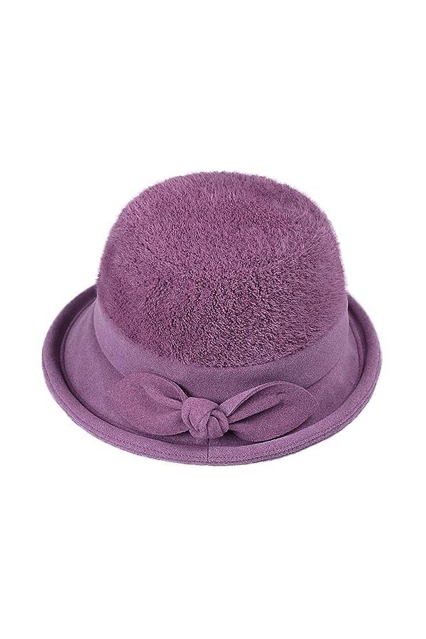 ZffXH Furry Brim Cape Housse Femmes Laine Doux Hiver Cape Cap Bowler Chapeaux pour Femmes