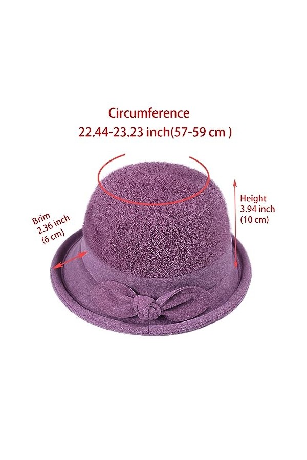 ZffXH Furry Brim Cape Housse Femmes Laine Doux Hiver Cape Cap Bowler Chapeaux pour Femmes