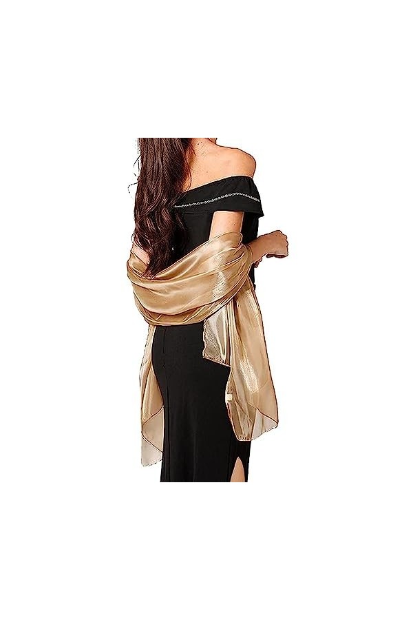 Atigy Chale Femme Mariage Echarpes et Foulards pour Robe de Soirée Élégant Etole Châle Mariage pour Femme Chameau 