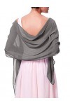 Femme Étole Châle Écharpe en Soie Wrap Foulard Pashmina pour Mariage Soirée Cérémonies Fêtes 180cm*70cm Gris 