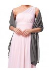 Femme Étole Châle Écharpe en Soie Wrap Foulard Pashmina pour Mariage Soirée Cérémonies Fêtes 180cm*70cm Gris 