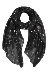 Tuopuda Femme Foulard Argent Étoile Feuille de Lune Paillette Imprimé Écharpe Foil Print Léger Doux Wraps Sparkly Châle Scint