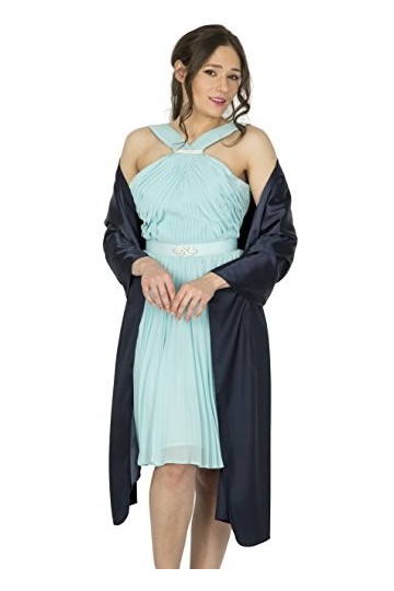 BlackButterfly Etole Châle Wrap en satin pour mariage, bal de promo, soirée Bleu Nuit, Taille unique 