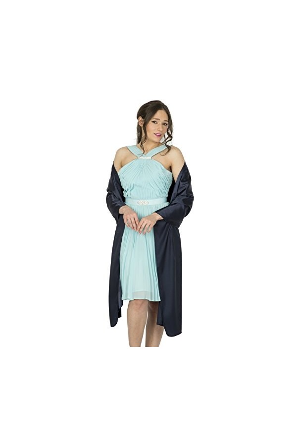 BlackButterfly Etole Châle Wrap en satin pour mariage, bal de promo, soirée Bleu Nuit, Taille unique 