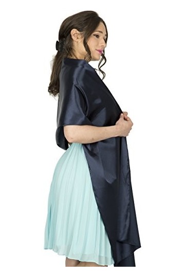 BlackButterfly Etole Châle Wrap en satin pour mariage, bal de promo, soirée Bleu Nuit, Taille unique 