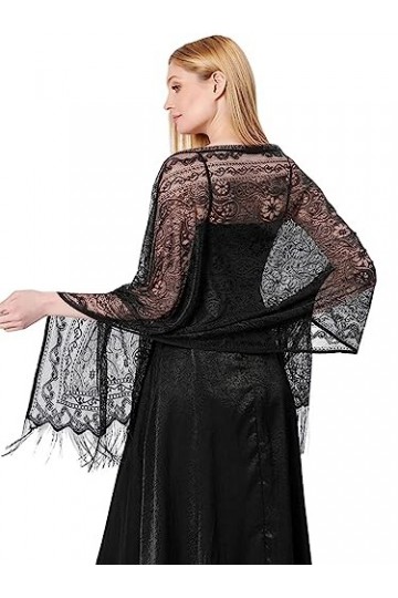 Atigy Châles et Écharpes pour Dames avec Gland Dentelle Étoles Châle pour Robe de Soirée Élégant Châles de Mariage pour Femme