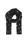 Foulard Femme à motif Etoile Argenté 30% Coton 70% Viscose Bleu ciel - Grand Foulard Léger Long et Rectangulaire 180cm x 70cm