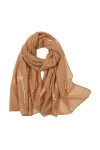 KAVINGKALY Écharpe en coton doux de couleur pure bronzante crème solaire de voyage châle Pashmina longues grandes écharpes po