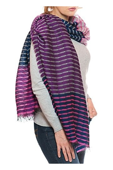 Ufash Écharpe Foulard Homme, en laine, Pashmina - élégante et particulièrement douce, du Pendjab, Inde - 180 x 70 cm, Violet
