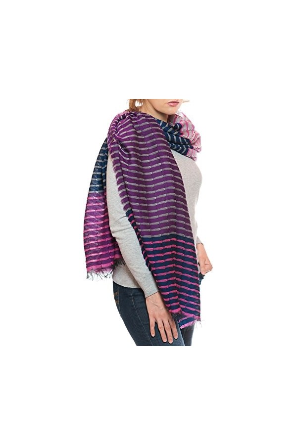 Ufash Écharpe Foulard Homme, en laine, Pashmina - élégante et particulièrement douce, du Pendjab, Inde - 180 x 70 cm, Violet