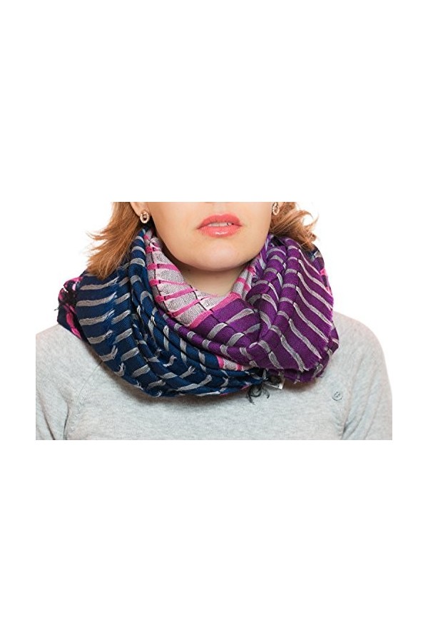 Ufash Écharpe Foulard Homme, en laine, Pashmina - élégante et particulièrement douce, du Pendjab, Inde - 180 x 70 cm, Violet
