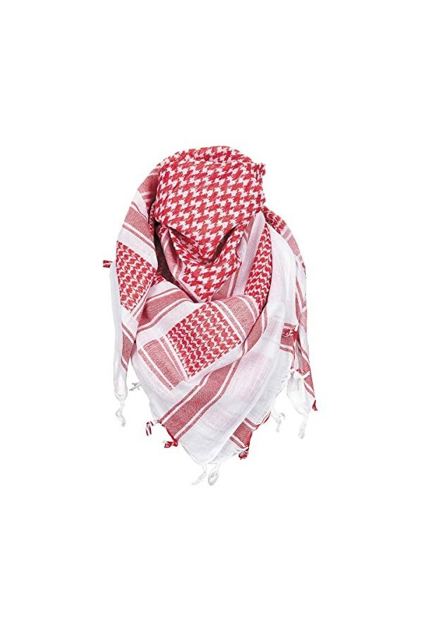 MFH Foulard PLO avec franges Shemagh Rouge/Blanc/115x110 cm 
