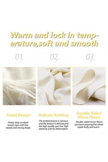 CINGHIA Écharpe Femme,Châle,Écharpe Femme Hiver Avec Des Glands,Léger et Doux Luxueux Vintage Écharpes Peut Être Utilisé Comm