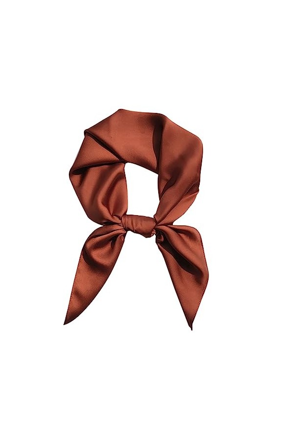 RDWESZOD Femmes filles écharpe col carré foulard mouchoir Vintage satin ruban foulard Caramel 