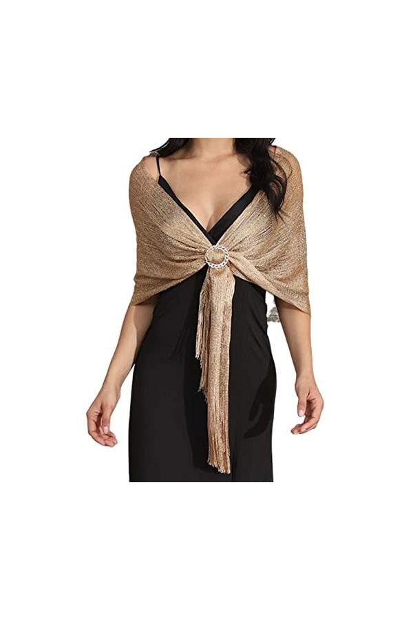 Vakkery Châles et Écharpes de Mariage Foulard Métallique Étincelant Soirée Châle pour Femme
