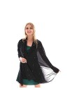 KAVINGKALY écharpes métalliques brillantes châles et écharpes en chiffon à filaments pour femmes à la mode noir 