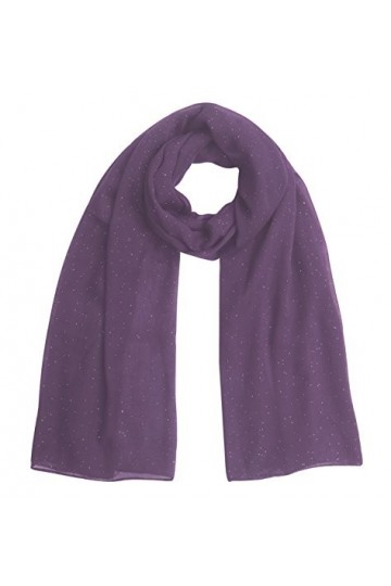 Lina & Lily Musulman Hijab Écharpe Foulard pour Femme Imprimé Paillettes Violet Foncé 