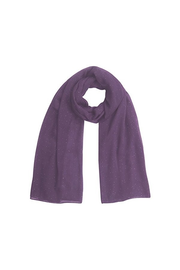 Lina & Lily Musulman Hijab Écharpe Foulard pour Femme Imprimé Paillettes Violet Foncé 