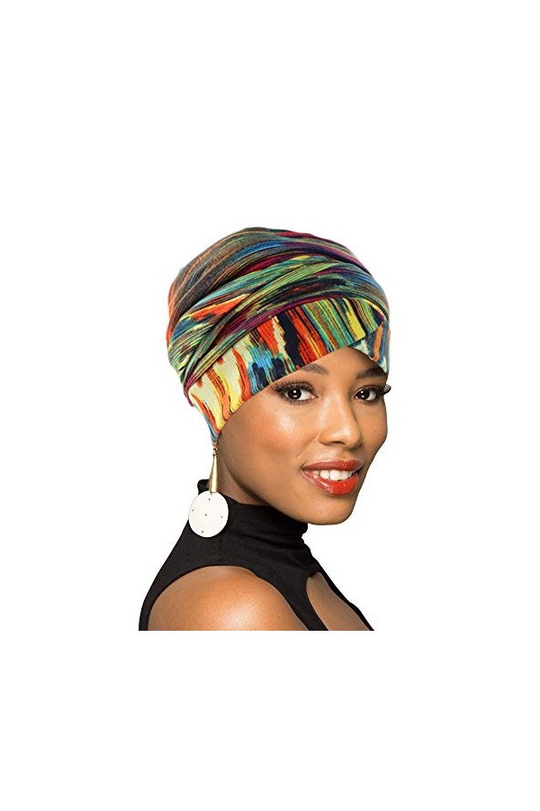 Foulard turban long africain pour cheveux style bohème, Z-gingembre, taille unique