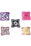 MESHIKAIER 5 Pack Petit Foulard Carré Femme en Satin Mini Foulard Dessin Imprimé 50x50cm Style 2 