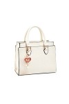 NICOLE & DORIS Petit Sac Bandoulière Femme élégants et Chics Sac a Main Sac Epaule Sac Carré Femme avec Pendentif Blanc
