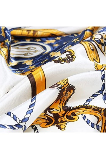 Ecroon 4V7H Foulard en soie imitation avec fleurs jaunes, acrylique