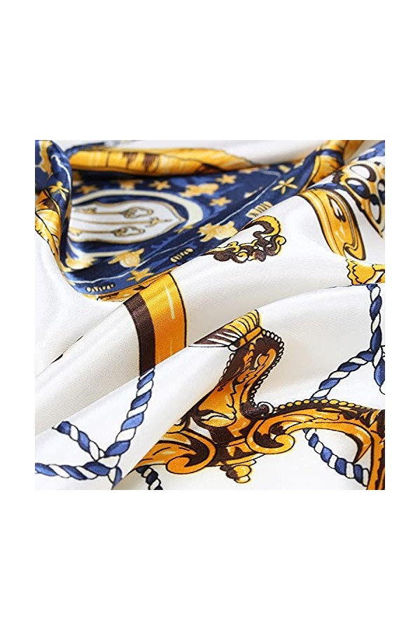 Ecroon 4V7H Foulard en soie imitation avec fleurs jaunes, acrylique