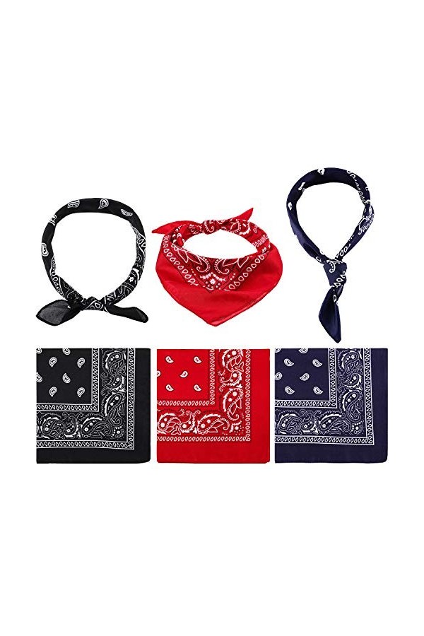 Bandanas Paisley Bandanas de Cow-Boy Head Wrap Écharpe Bracelet Unisexes Imprimés de Nouveauté pour Adultes et Enfants