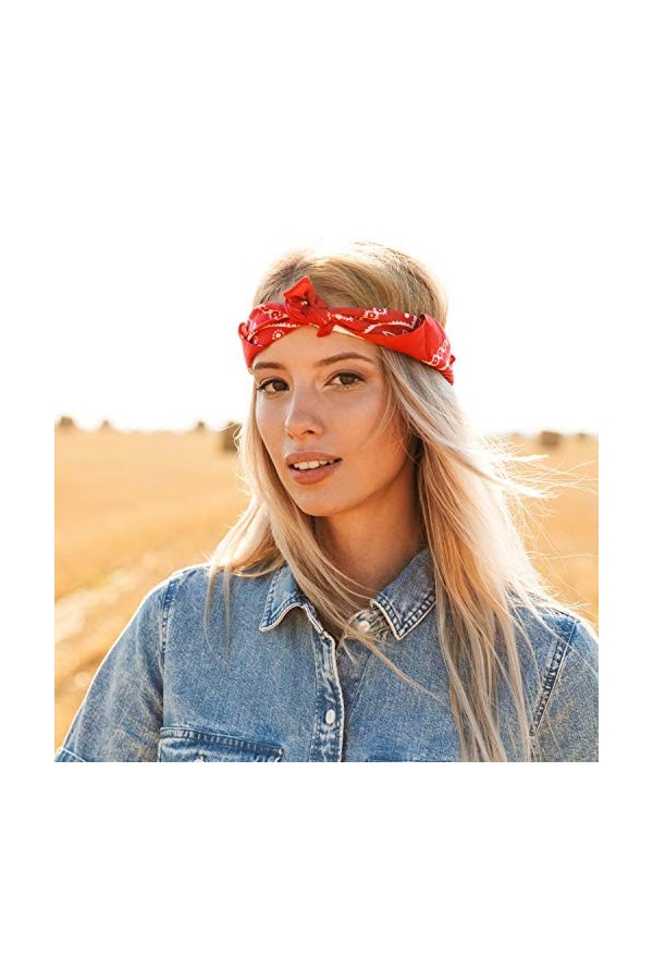 Bandanas Paisley Bandanas de Cow-Boy Head Wrap Écharpe Bracelet Unisexes Imprimés de Nouveauté pour Adultes et Enfants