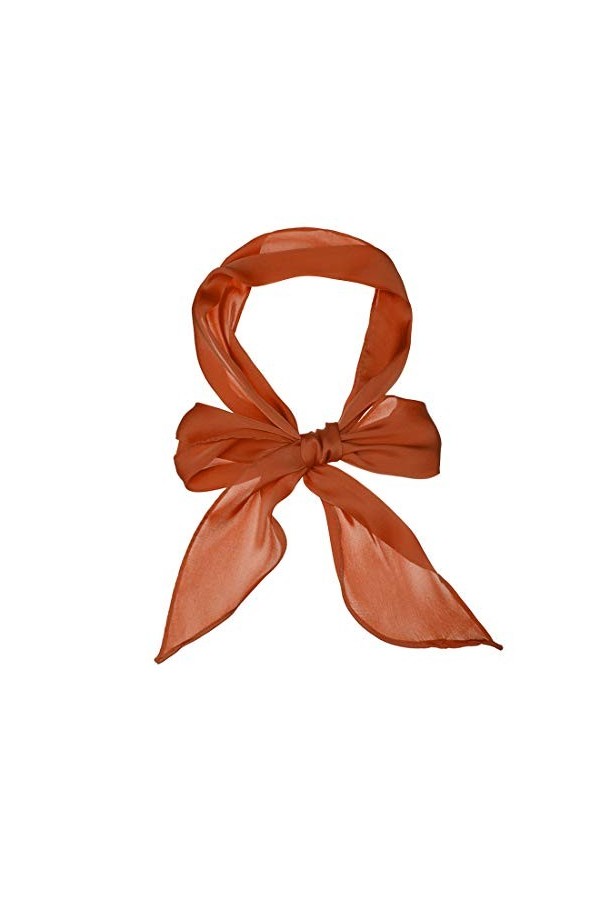 sourcing map Femmes Unie Couleur Unie Pure Écharpe Maigre Écharpes Longue Bandeau Cheveux Foulard Orange 140 x 13 cm / 55,12 