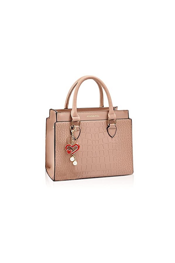NICOLE & DORIS Petit Sac Bandoulière Femme élégants et Chics Sac a Main Sac Epaule Sac Carré Femme avec Pendentif Blanc