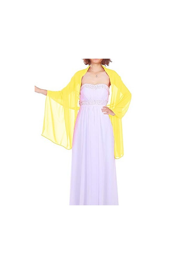 Aupuls Pashmina Foulard écharpe Femme Mousseline de Soie Châle étole Beaucoup de Couleurs 01Yellow-S