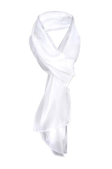 TigerTie dames Chiffon foulard blanc blanc unicolor taille 160 cm x 36 cm - écharpe