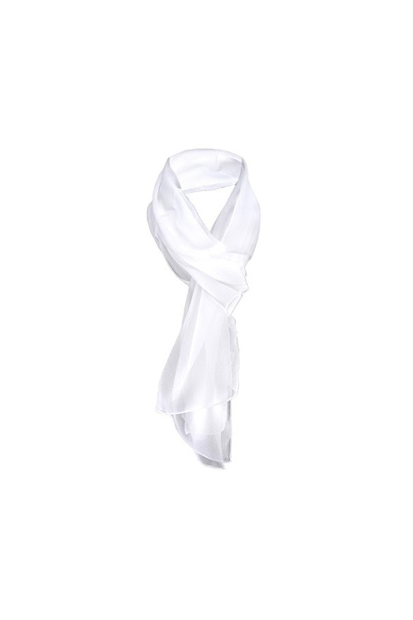 TigerTie dames Chiffon foulard blanc blanc unicolor taille 160 cm x 36 cm - écharpe