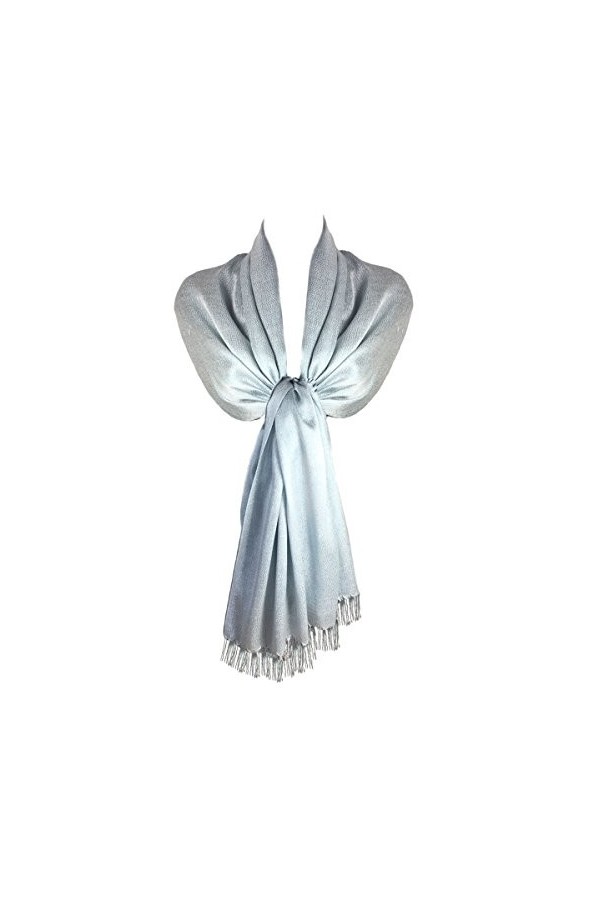 TOSKATOK Dames élégantes paillettes étincelle soirée châle Pashmina Wrap étole avec finition gland-Taille unique- MINUIT NOIR