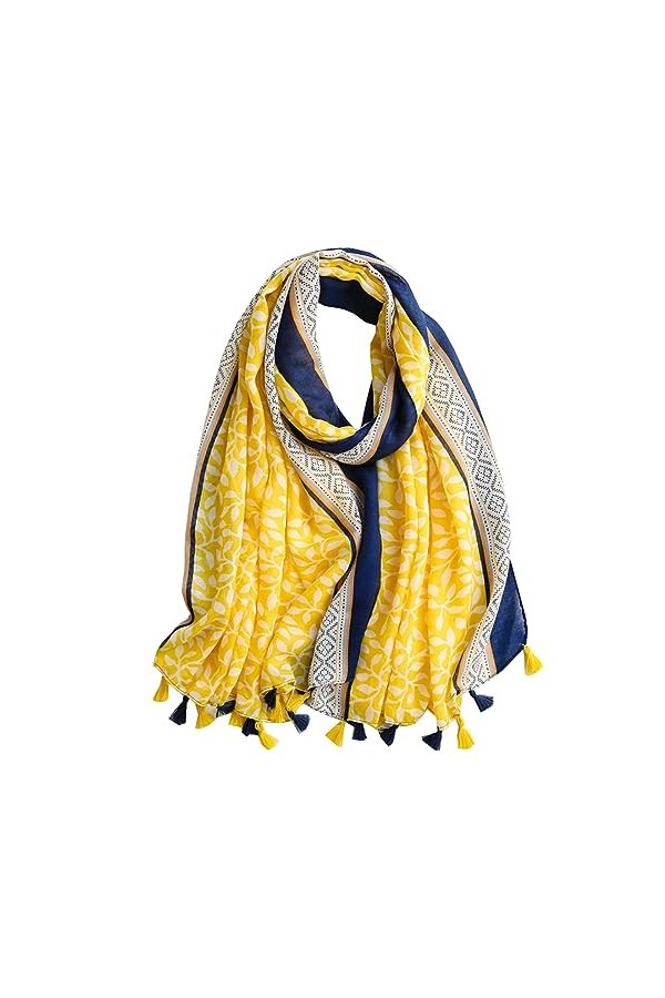 KOOYOL Femme Foulard Boho écharpe pour écharpe Imprimée Florale Légère mode écharpes à Franges Enveloppes Châle