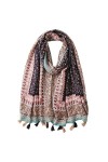 KOOYOL Femme Foulard Boho écharpe pour écharpe Imprimée Florale Légère mode écharpes à Franges Enveloppes Châle