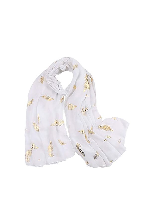 KAVINGKALY Plumes Écharpe Or Rose Paillettes Feuille Plume Imprimer Dames Fête De Mariage Mode Wrap Noir 
