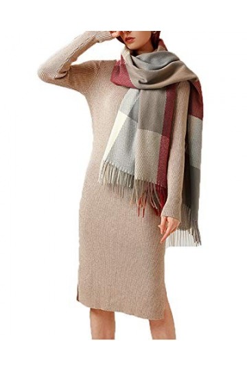 YAMEE grosse echarpe femme Hiver Elégant Châle Chaud Carreaux 65 * 180CM Foulard Long Cape Réversible