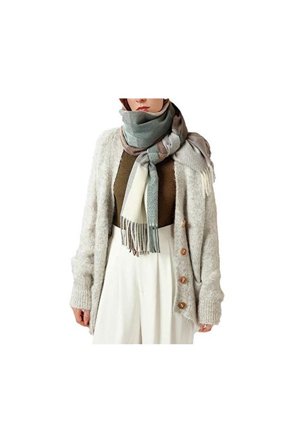 YAMEE grosse echarpe femme Hiver Elégant Châle Chaud Carreaux 65 * 180CM Foulard Long Cape Réversible