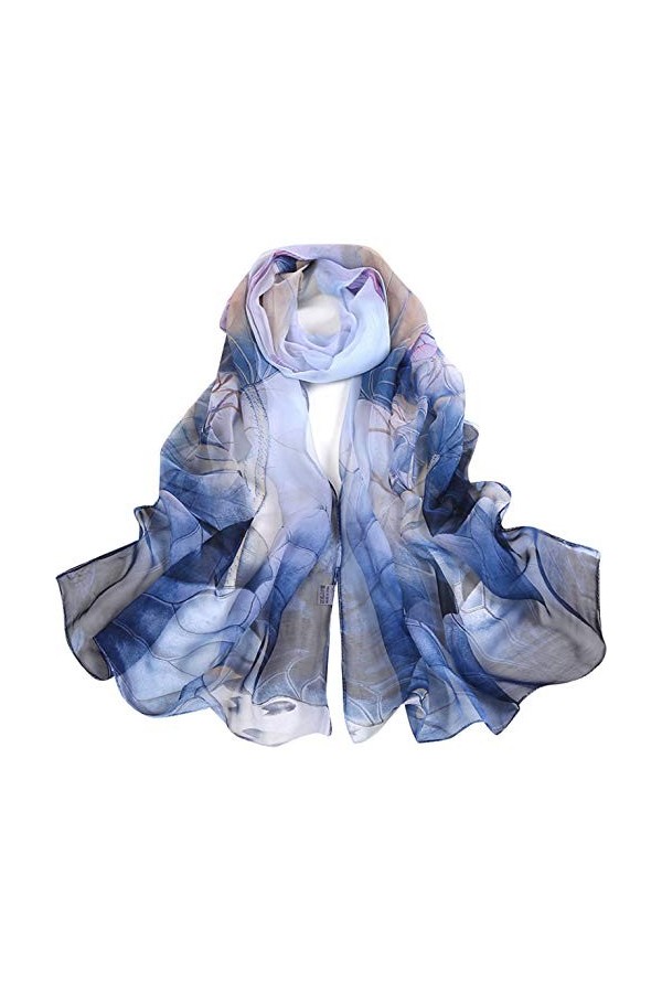 CMTOP Echarpe&nbsp;Soie Femme Chale&nbsp;Femme Mousseline de Soie Elégant Retro Foulard en Soie Fine Respirant Transparent Chifon Silk 