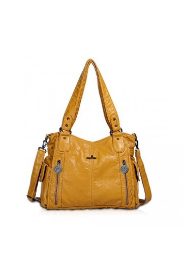 NICOLE & DORIS Femme Sacs à bandoulière Grandes Poches Sacs à Main portés Main en PU Cuir Souple Femme Cabas Sac Dépaule Noi