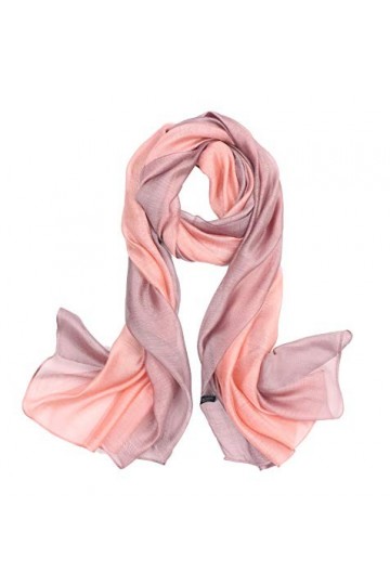 Lalander 195 x 70 cm Élégant foulard en soie étole écharpe dégradé de couleur cadeau petite amie femme, Rose, taille unique