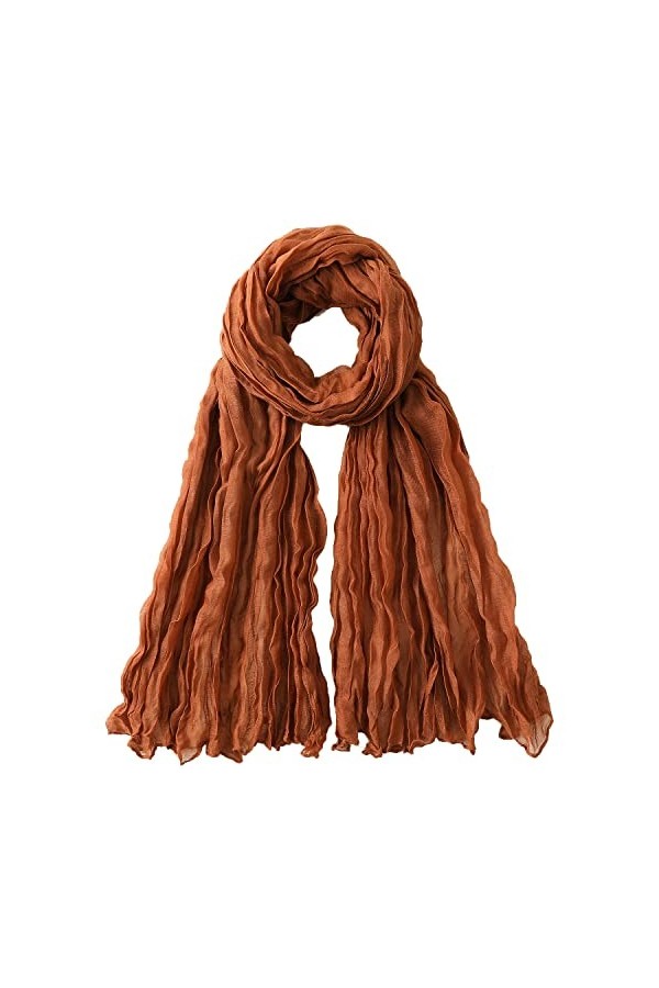 Longwu Foulards en Lin de Coton pour Femmes Lady Light Soft Fashion Solid Écharpe Wrap Châle Musulman Gaze Foulard Plage Prot